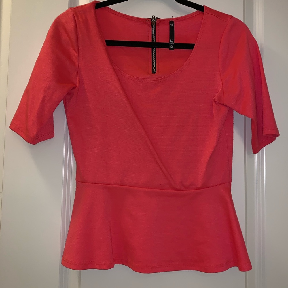 Adorable coral preplum top from Love Culture